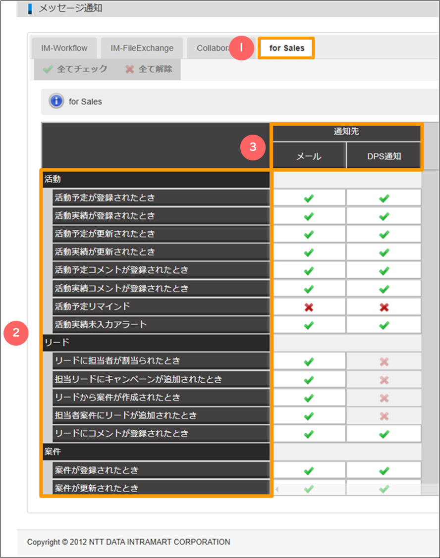 メッセージ通知設定